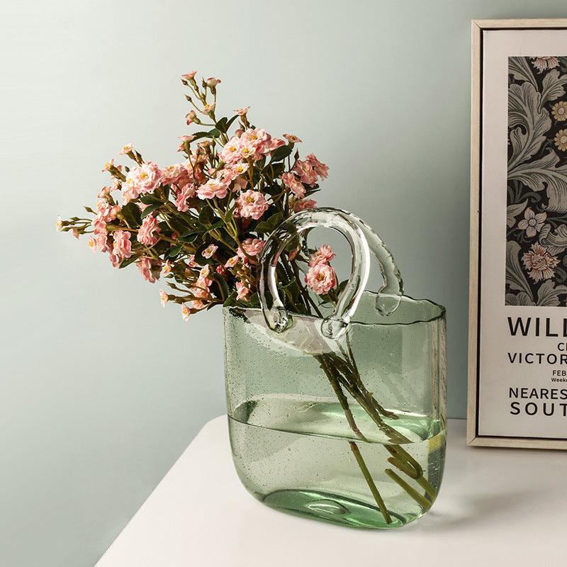 Bea Homes - Modern Art Décor Glass Tote Bag Vase for a Chic Home Accent - Bea Homes