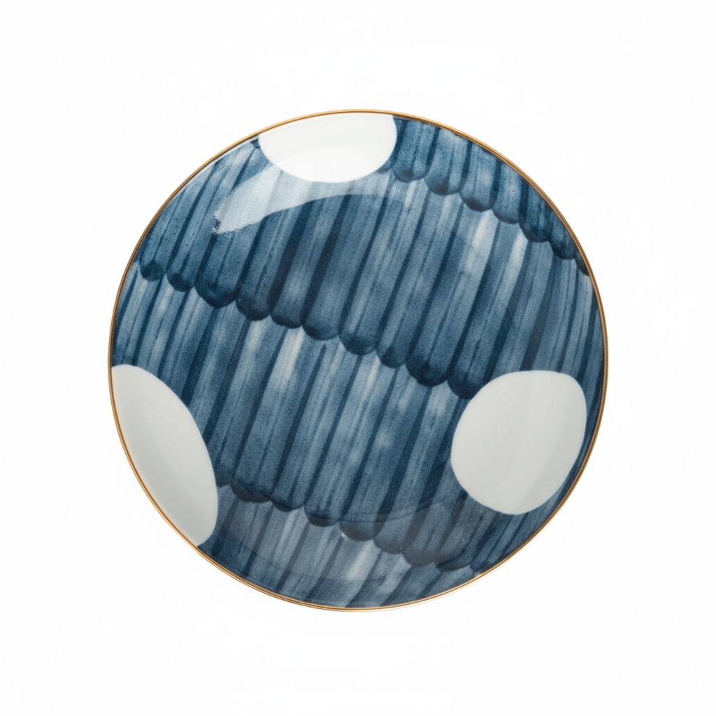 Bea Homes - Navy Japanese - Inspired Patterned Ceramic Plate Set for Stylish Dining - Bea Homes