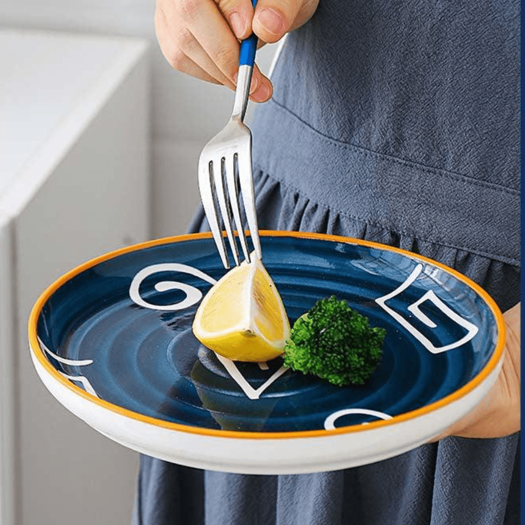 Bea Homes - Navy Patterned Ceramic and Stylish Dining Plate - Bea Homes