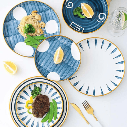 Bea Homes - Navy Patterned Ceramic and Stylish Dining Plate - Bea Homes
