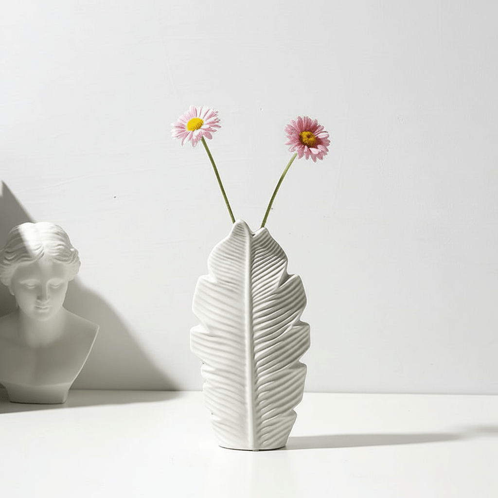 Bea Homes - Nordic Ceramic Leaf Vase Home Decor with Scandinavian Charm - Bea Homes