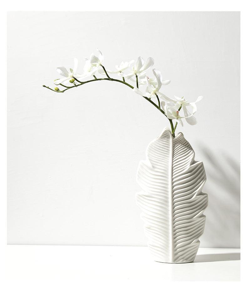 Bea Homes - Nordic Ceramic Leaf Vase Home Decor with Scandinavian Charm - Bea Homes