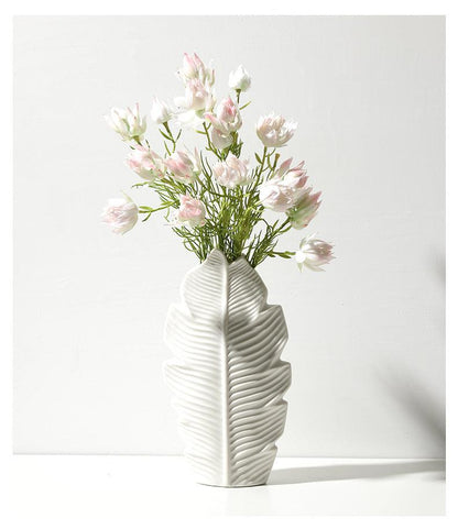 Bea Homes - Nordic Ceramic Leaf Vase Home Decor with Scandinavian Charm - Bea Homes