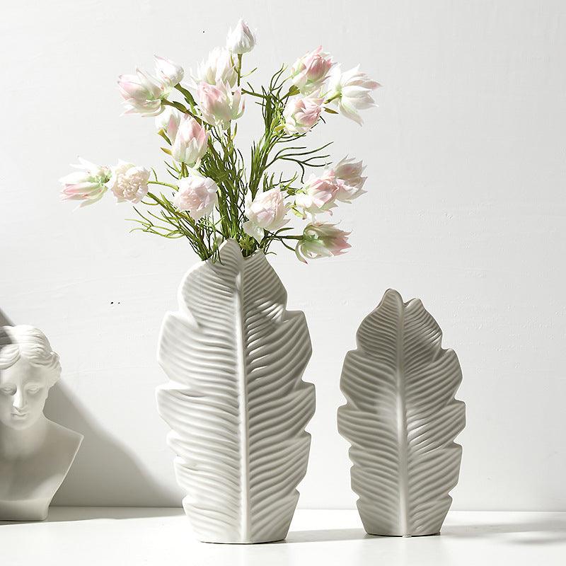 Bea Homes - Nordic Ceramic Leaf Vase Home Decor with Scandinavian Charm - Bea Homes