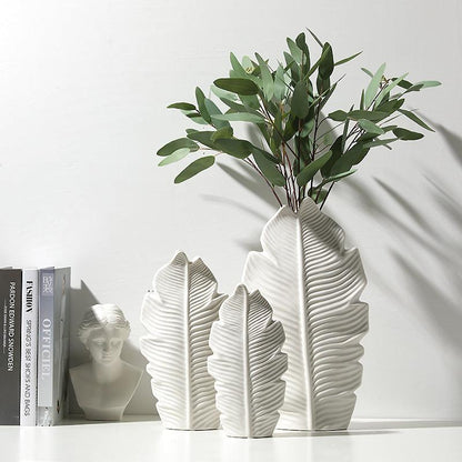Bea Homes - Nordic Ceramic Leaf Vase Home Decor with Scandinavian Charm - Bea Homes