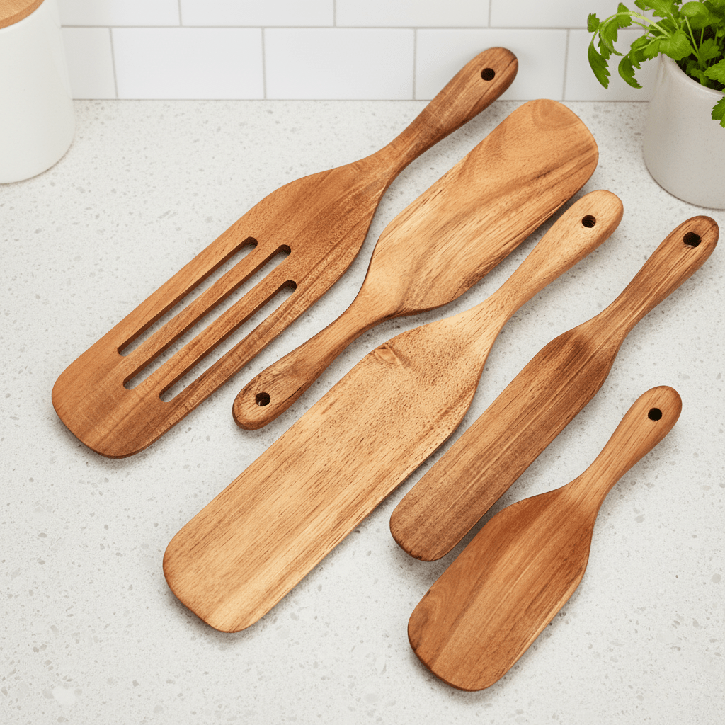 Bea Homes – Set of Wooden Spatulas with Nonstick Coating for Effortless Cooking - Bea Homes