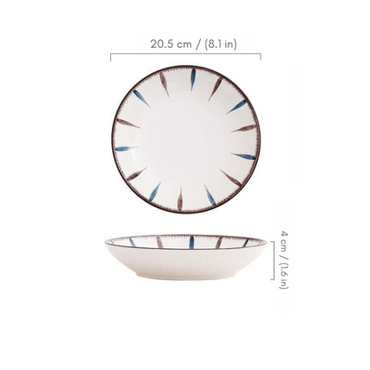 Bea Homes - Striped Rim Design Modern Ceramic Tableware for a Chic Dining Experience - Bea Homes