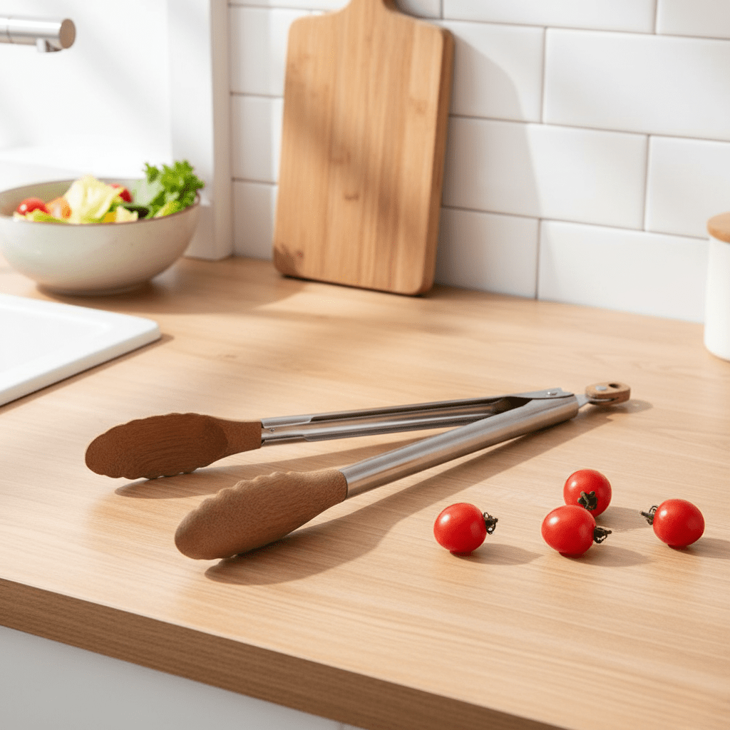 Bea Homes – Wood and Steel Tongs Set for a Modern Kitchen Aesthetics - Bea Homes